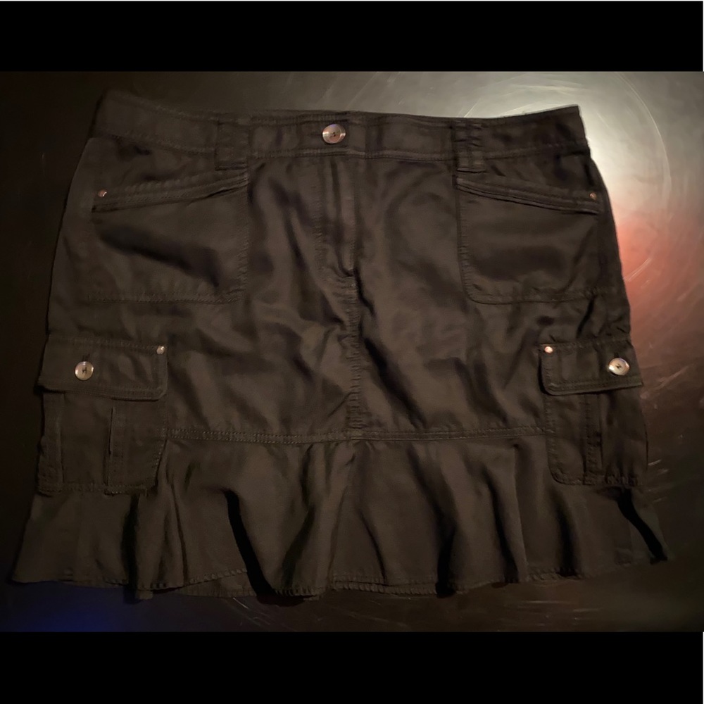 New, Black 6 Pocket Skirt Cargo Style Ruffle